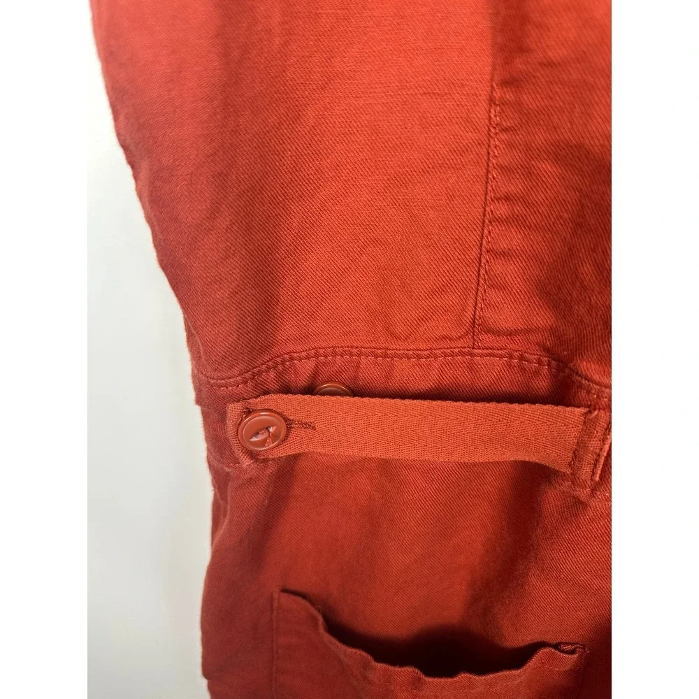 Quince Jumpsuit Women S Rust Red Excellent Organic Cotton Linen Short Sleeve